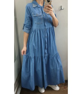 Laisva džinsinė maxi suknelė