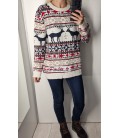 Didesnio dydžio raštuotas megztinis su vilna
