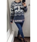 Didesnio dydžio raštuotas megztinis su vilna